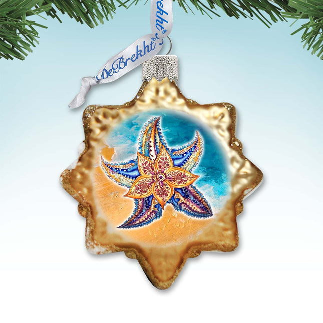 Coastal Christmas Ornaments - Mosaic Starfish Keepsake Glass Ornaments by G. Debrekht - Christmas Decor - 777410-0