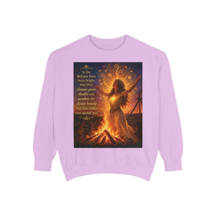 Bonfire Witch Sweatshirt — "As the Beltane fire burns bright" Pagan Festival Crewneck
