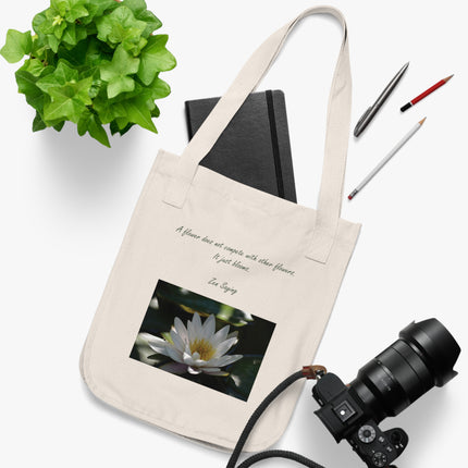 Inspirational Organic Tote Bag – Floral Design for Mindful Living