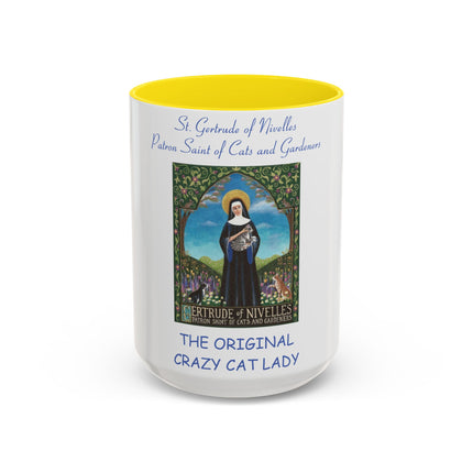 Crazy Cat Lady Accent Mug – St. Gertrude of Nivelles – 15oz