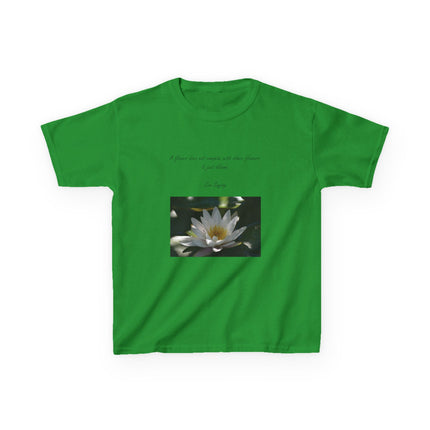 Inspirational Kids Tee – “A Flower Just Blooms” Nature Graphic Shirt