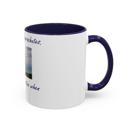 Parachute Quote Accent Mug – 11oz Ceramic Cup for Open Minds