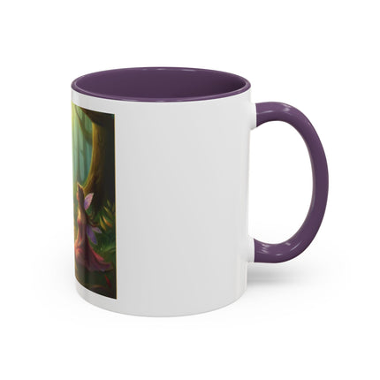 Fairy and Black Cat Forest Coffee Mug – Fantasy Woodland Tea Cup