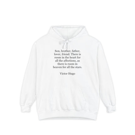 Victor Hugo Quote Hoodie — "Son, brother, father, lover, friend" Literary Pullover