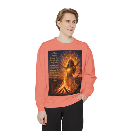 Bonfire Witch Sweatshirt — "As the Beltane fire burns bright" Pagan Festival Crewneck