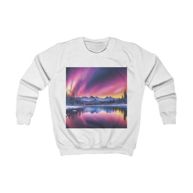 Kids Sweatshirt - Northern Lights Aurora Mountain Lake Graphic