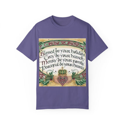 Blessed Be Your Holiday Tee – Celtic-Inspired Unisex Garment-Dyed