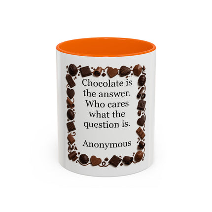 Coffee Mug - "Chocolate is the answer. Who cares what the question is."
