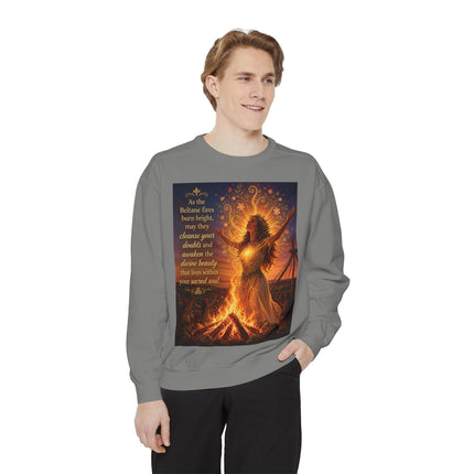 Bonfire Witch Sweatshirt — "As the Beltane fire burns bright" Pagan Festival Crewneck