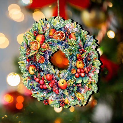 Summer Harvest Fruit Wreath Wooden Ornaments by G. Debrekht Christmas Decor - 8611071-4