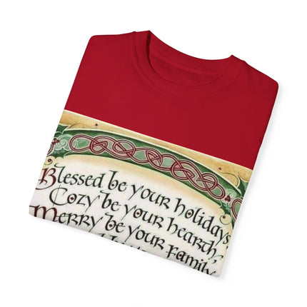 Blessed Be Your Holiday Tee – Celtic-Inspired Unisex Garment-Dyed