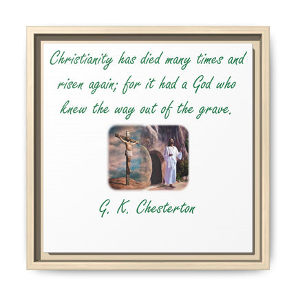 Framed Canvas Wall Art — G.K. Chesterton Easter Quote with Resurrection Image