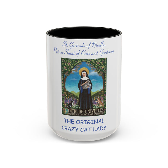Crazy Cat Lady Accent Mug – St. Gertrude of Nivelles – 15oz