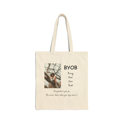 BYOB 'Bring Your Own Book' Cotton Canvas Tote — Literary Booklover Reusable Bag