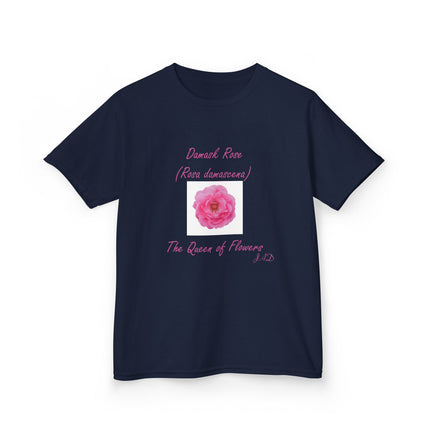 Kids Heavy Cotton Tee – Damask Rose Floral Design