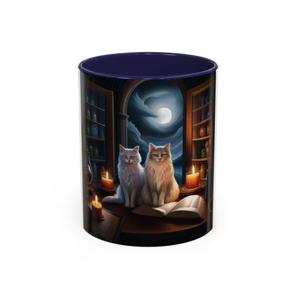 Cozy Cat Accent Mug – 11oz – Candlelight & Moonlight for Book Lovers