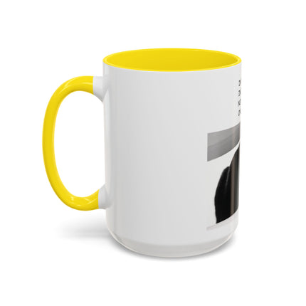 Black Cat Coffee Mug — “In the Here In the Now No Worries Only Meow” Accent Mug