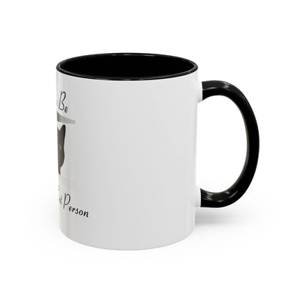 Proud to Be a Crazy Cat Person Accent Coffee Mug – Black Cat Lover Gift (11/15oz)