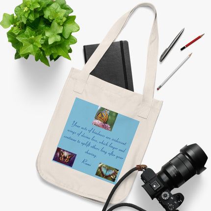 Inspirational Organic Canvas Tote Bag with Rumi Quote