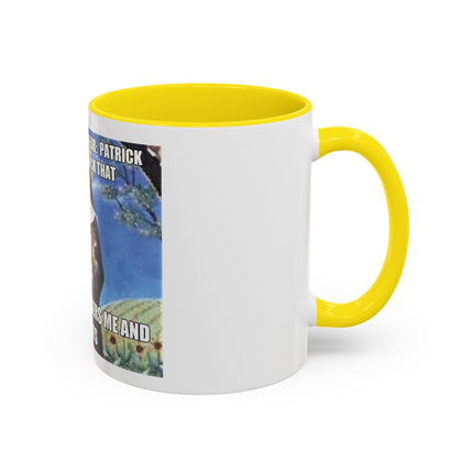 Saint with Cats Coffee Mug – "No One Remembers Me and My Cats" Accent Mug