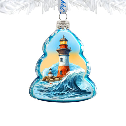 Lighthouse Mercury Glass Ornaments by G. Debrekht - Christmas Decor - 776030-2