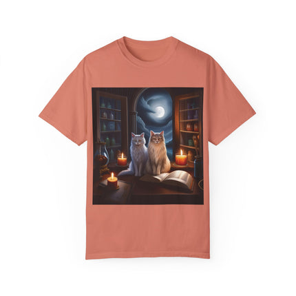Magical Cats T-Shirt – Cozy Night Reading – Unisex Garment-Dyed