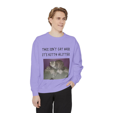 Kitty Glitter Sweatshirt – Unisex Garment-Dyed Cat Lover Top
