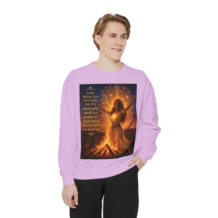Bonfire Witch Sweatshirt — "As the Beltane fire burns bright" Pagan Festival Crewneck