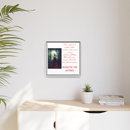 Blessed Be the Witches Framed Canvas Art — Witchy Inspirational Quote Wall Decor