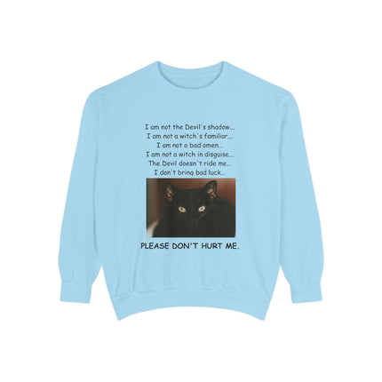 Unisex Sweatshirt – Thoughtful Black Cat Design – Garment-Dyed