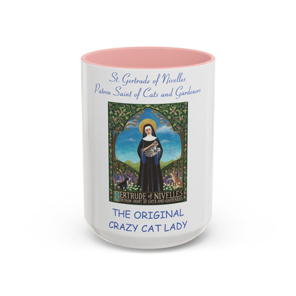 Crazy Cat Lady Accent Mug – St. Gertrude of Nivelles – 15oz