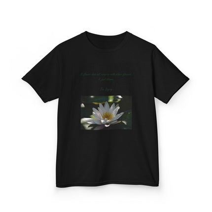 Inspirational Kids Tee – “A Flower Just Blooms” Nature Graphic Shirt