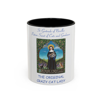 Cat Lover’s Accent Mug – Saint Gertrude of Nivelles, 11oz