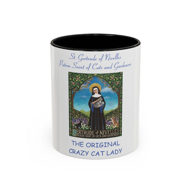 Cat Lover’s Accent Mug – Saint Gertrude of Nivelles, 11oz