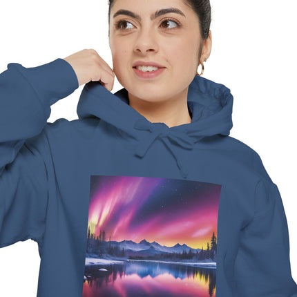 Aurora Mountain Hoodie — Northern Lights Scenic Pullover