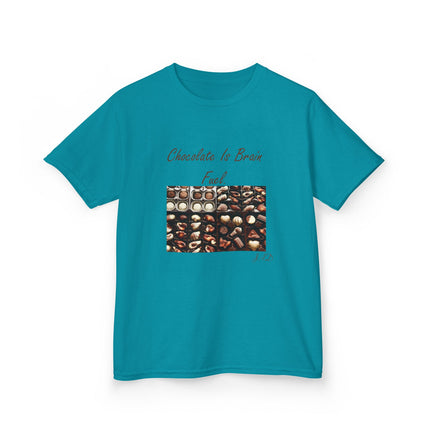 Kids Heavy Cotton™ Tee - "Chocolate Is Brain Fuel" - Fun Gifts for Young Chocolate Lovers