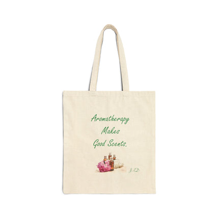 Aromatherapy Tote Bag — "Aromatherapy Makes Good Scents" Cotton Canvas Shopper