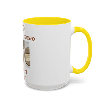 Cacao Accent Mug – “Food of the Gods”, 15oz Ceramic