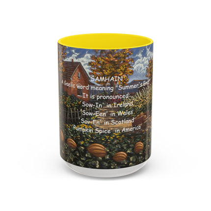 Samhain Accent Mug – 15oz Ceramic Cup with Pumpkin Spice Wit