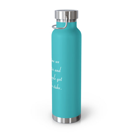 Copper Insulated Bottle – “Politics & Religion” Quote – 22oz