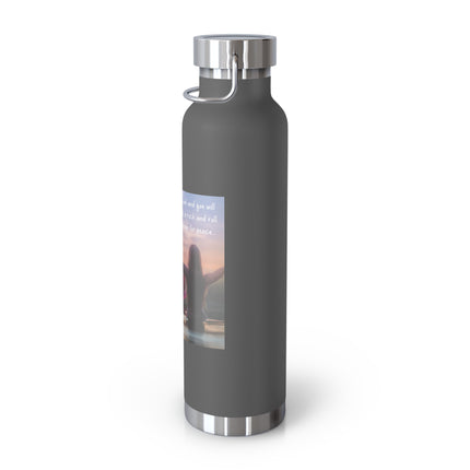 Inspirational Copper Vacuum Insulated Water Bottle - 22oz with Motivational Quote