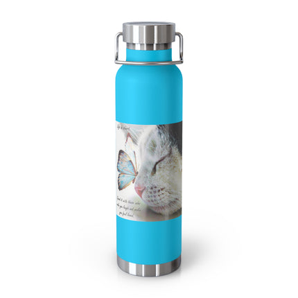 22oz Insulated Bottle — "Life Is Short" Cat & Butterfly Inspirational Quote