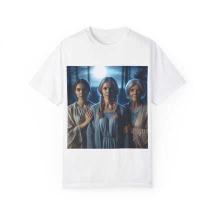 Mystical Sisterhood Tee – Garment-Dyed Shirt of Triple Goddess
