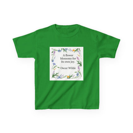Kids T‑Shirt — "A flower blossoms for its own joy" Oscar Wilde Floral Quote
