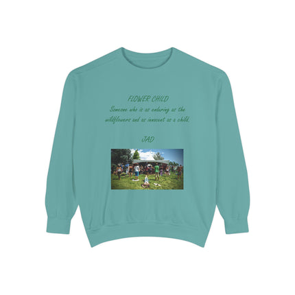 Flower Child Unisex Garment-Dyed Sweatshirt | Vintage Aesthetic | Perfect for Festivals & Everyday Wear