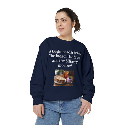 Lughnasadh Feast Sweatshirt — "The bread, the brew, and the bilberry mousse!"