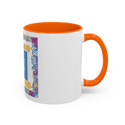 Hanukkah Star of David Accent Coffee Mug — Festive Dreidel Border 11/15oz