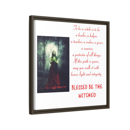 Blessed Be the Witches Framed Canvas Art — Witchy Inspirational Quote Wall Decor