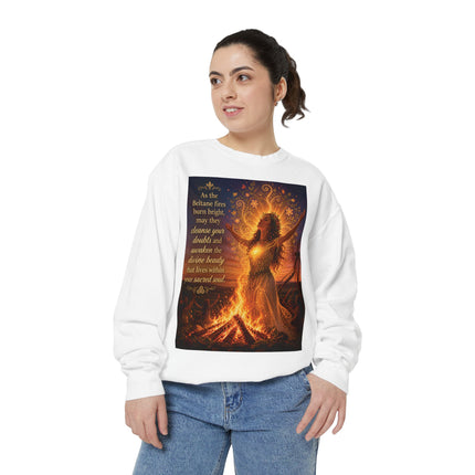 Bonfire Witch Sweatshirt — "As the Beltane fire burns bright" Pagan Festival Crewneck