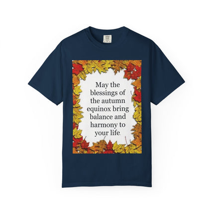 Autumn Equinox Blessings T-Shirt — Fall Leaves Balance & Harmony Tee